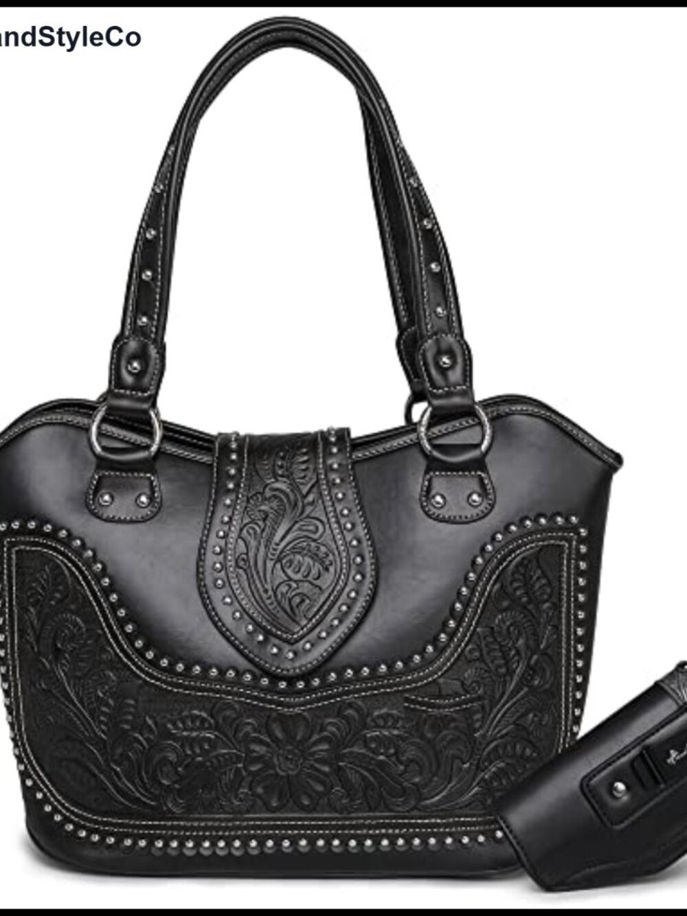 Montana West Western Tooled Tote Bag with Holster Flap